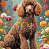 Brown Poodle And Flowers Diamond Painting