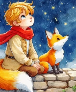 Cartoon Boy and Fox Diamond Painting