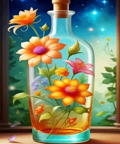 Floral Bottle Art Diamond Painting