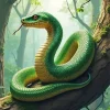Green Snake On Branch Diamond Painting