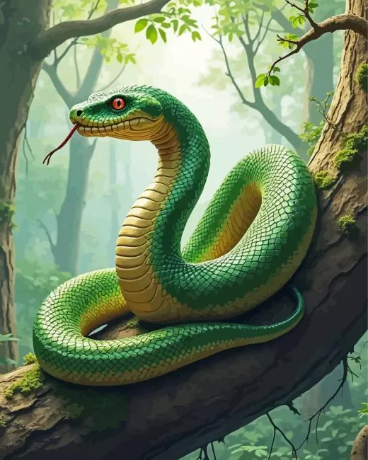 Green Snake on branch Diamond Dotz Green Snake On Branch Diamond Painting