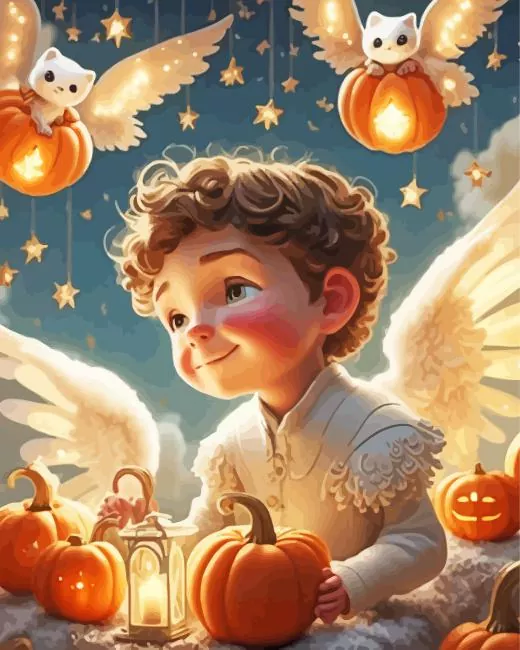 Halloween Angel Boy Diamond By Numbers Halloween Angel Boy Diamond Painting