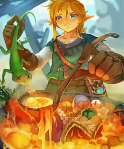 Legend of Zelda BOTW Link Cooking Diamond Painting