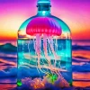 Pink Jellyfish In Bottle Diamond Painting