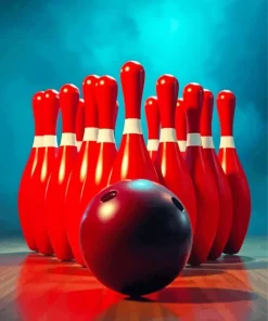 Red Bowling Pins And Ball Diamond Painting