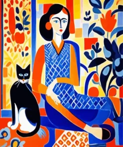 Abstract Woman And Cat Diamond Painting