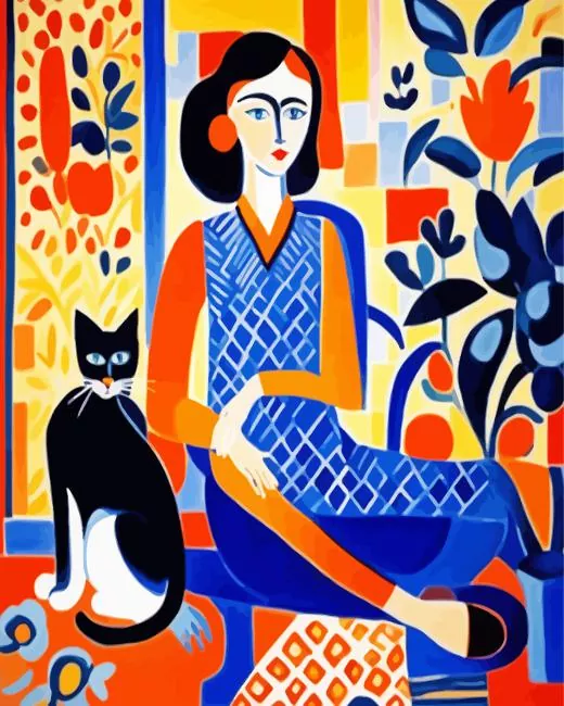 abstract woman and cat Diamond Paints Abstract Woman And Cat Diamond Painting