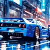 Aesthetic Blue Ferrari Diamond Painting