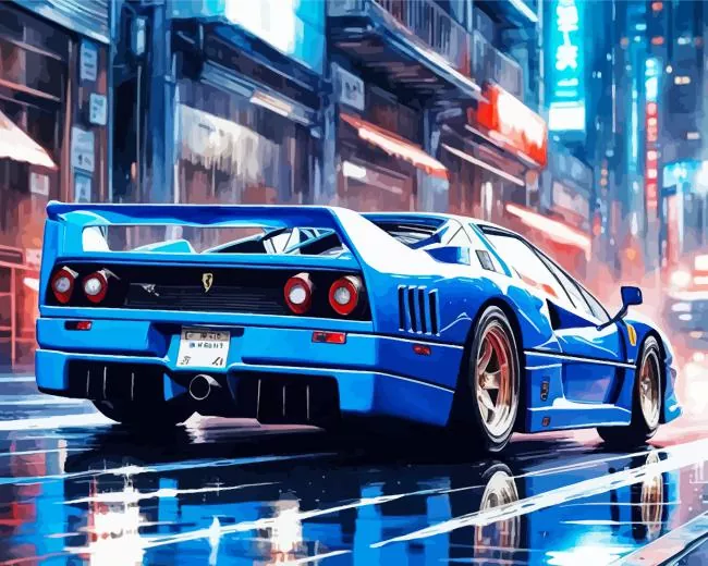 aesthetic blue ferrari Diamond Paintings Aesthetic Blue Ferrari Diamond Painting