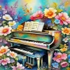 Aesthetic Floral Piano Diamond Painting
