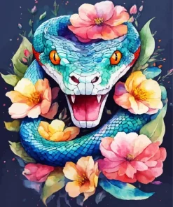 Aesthetic Flowers Snake Art Diamond Painting