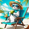 Beach Chair Cat Diamond Painting