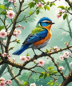 Bird On Branch Diamond Painting