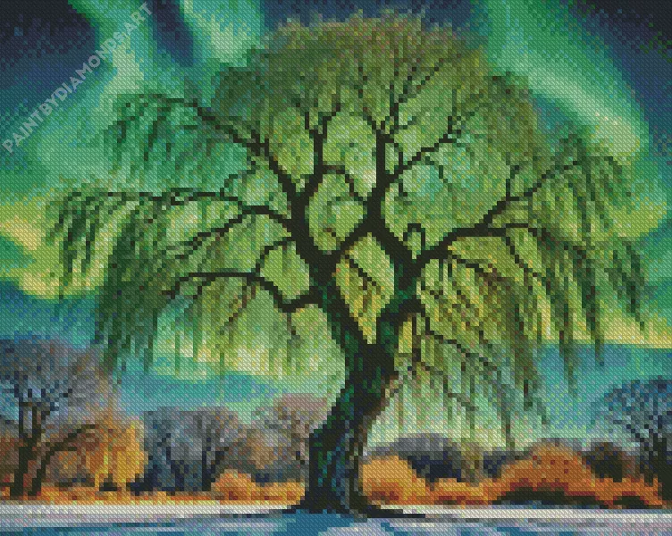 borealis tree Diamond With Numbers Borealis Tree Diamond Painting
