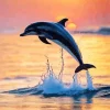 Bottlenose Dolphin Sunset Silhouette Diamond Painting