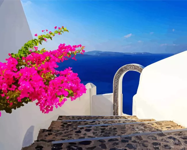 bougainvillea santorini Diamond Paints Bougainvillea Santorini Diamond Painting