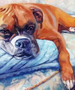 Boxer Dog Sitting On Couch Art Diamond Painting