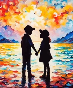 Boy And Girl Silhouette Art Diamond Painting