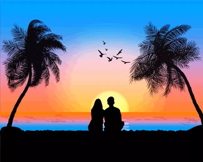 boy and girl silhouette sunset Diamond Dotz Boy And Girl Silhouette Sunset Diamond Painting