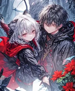 Boy And Girl Wolf Diamond Painting