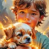 Boy And His Dog Diamond Painting