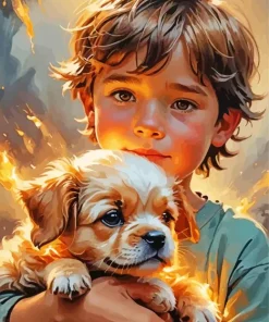 Boy And His Dog Diamond Painting