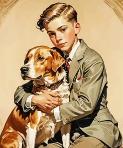 Boy Hugging Dog Diamond Painting