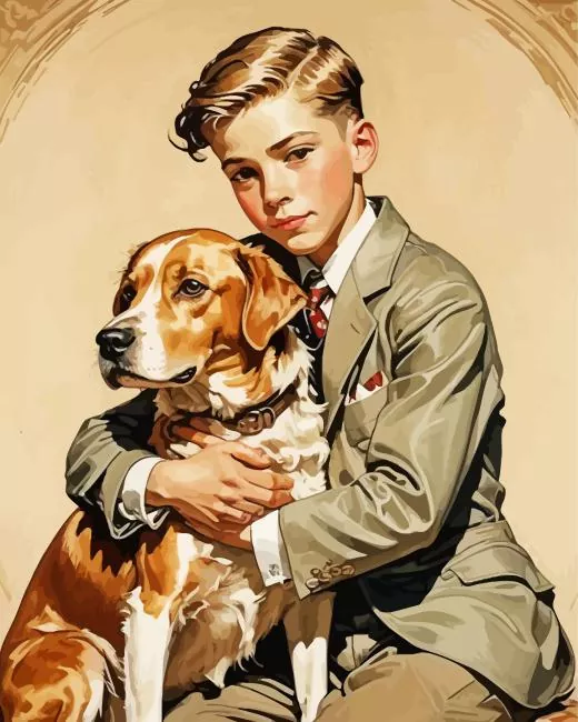 boy hugging dog Diamond Dotz Boy Hugging Dog Diamond Painting