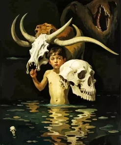 Boy With A Skull Diamond Painting
