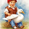 Boy With Goose Diamond Painting