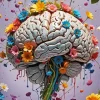 Brain With Flowers Diamond Painting