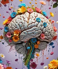Brain With Flowers Diamond Painting