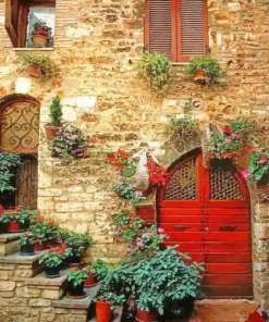 Brick Red Door Diamond Painting