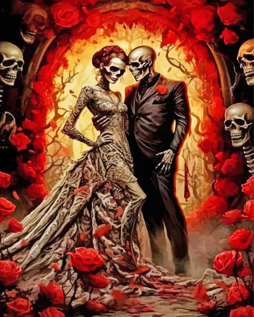 bride and groom skulls Diamond Paints Bride And Groom Skulls Diamond Painting