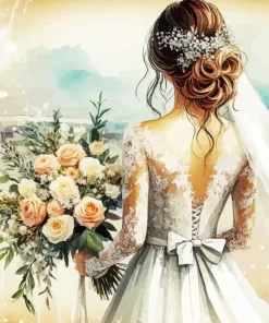 Bride Holding Flowers Diamond Painting