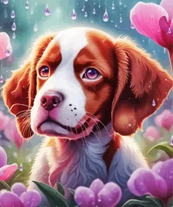 Brittany Spaniel Puppy Diamond Paint