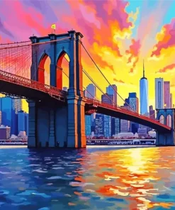 Brooklyn Skyline At Sunset Diamond Painting
