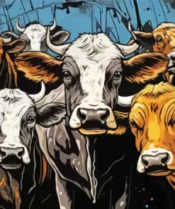 Brown And Black Cows Diamond Painting
