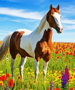 Brown And White Horse Diamond Painting