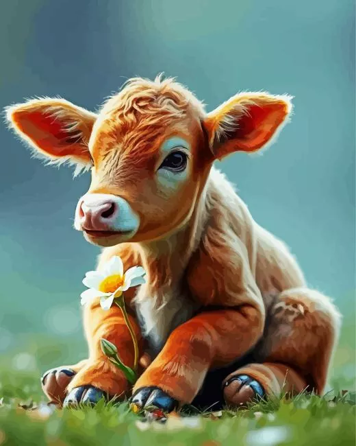 brown baby calf Diamond With Numbers Brown Baby Calf Diamond Painting
