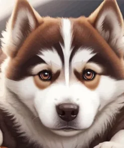 Brown Baby Husky Diamond Painting