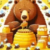 Brown Bear Eating Honey Diamond Painting