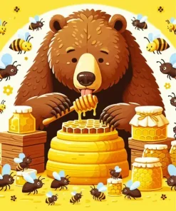Brown Bear Eating Honey Diamond Painting
