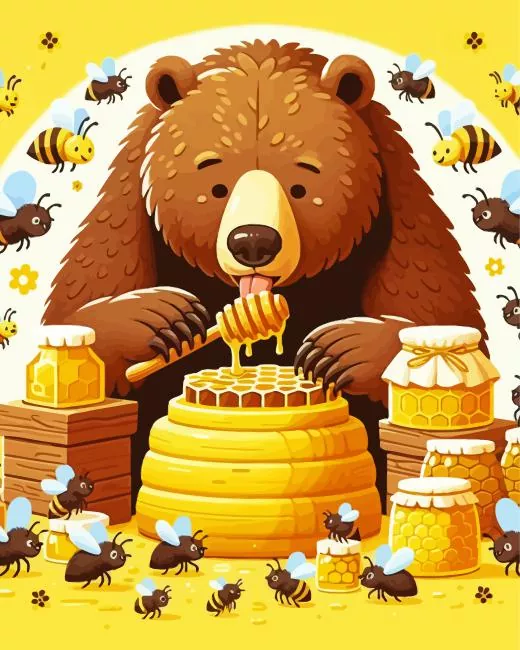 brown bear eating honey Diamond Painst Brown Bear Eating Honey Diamond Painting