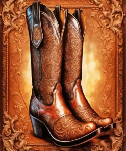 Brown Cowboy Boots Art Diamond Painting
