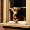 Brown English Labrador In Window Diamond Painting