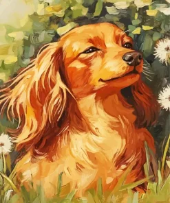 Brown Fluffy Dachshund Dog Diamond Painting