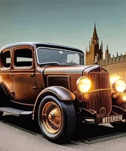 Brown Old Car Diamond Painting