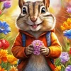 Chipmunk and Flowers Diamond Painting