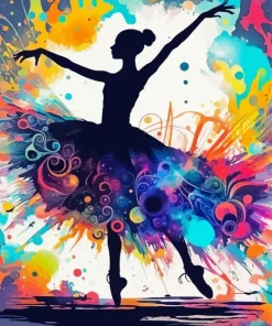 Colorful Ballerina Silhouette Art Diamond Painting